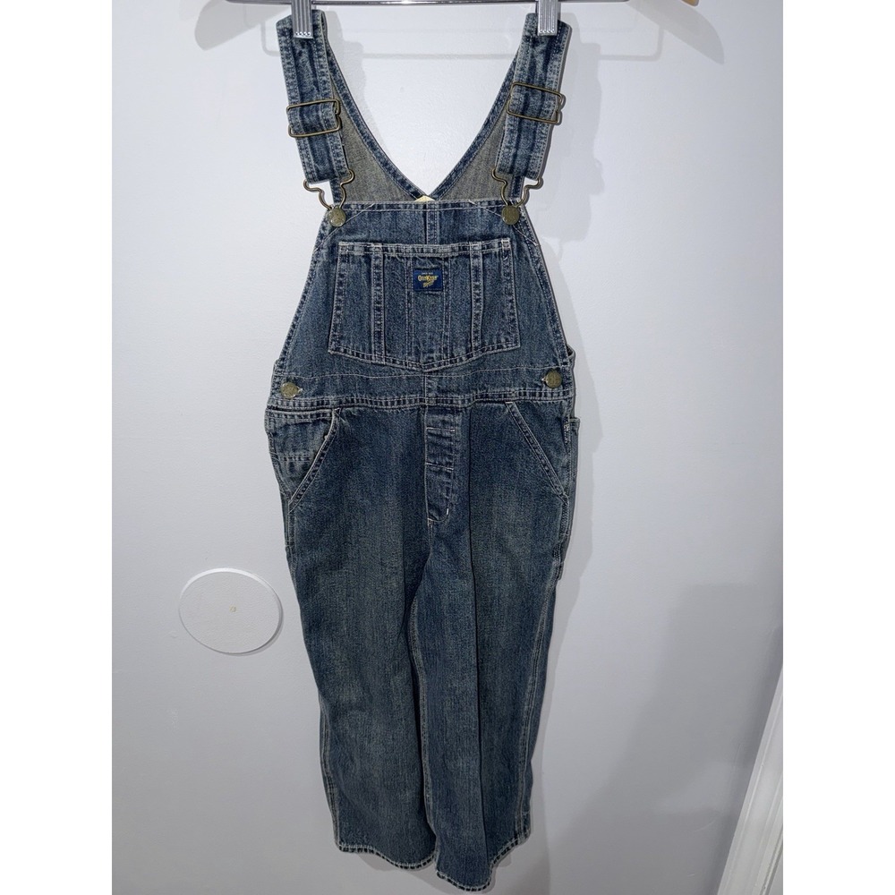 Vintage OshKosh Vestbak‎ Blue Denim Bib Overalls Kids Unisex Size 6 S